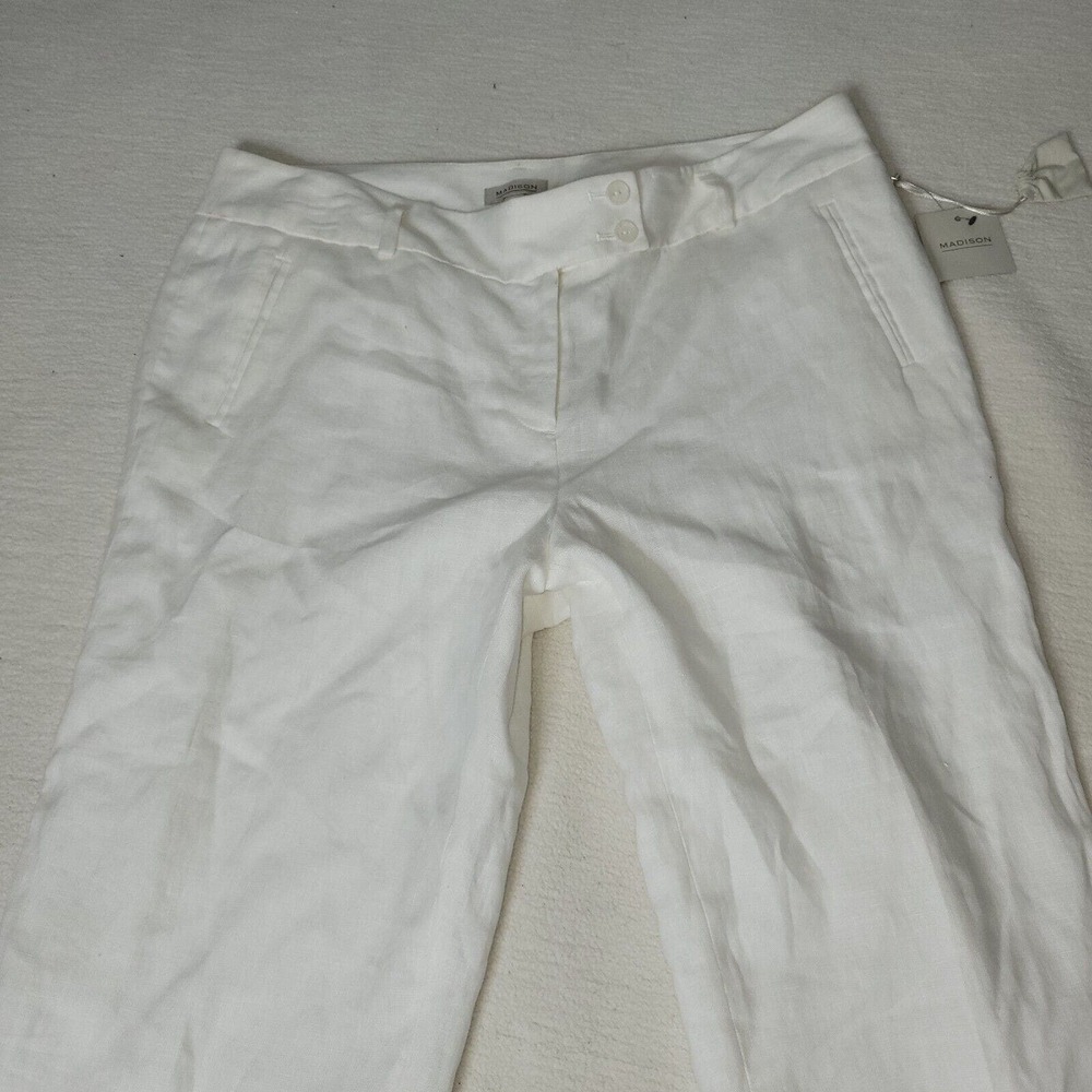Madison Pants Womens Sz 12 - 36W x 30L White Boating Linen Beach Summer Cottage - Picture 9 of 16